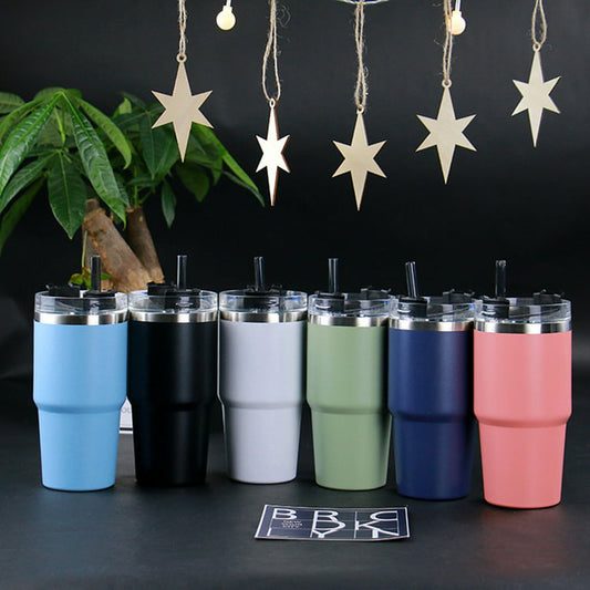 STAINLESS STEEL INSULATED TUMBLE MUG (600 / 900ML) WITH STRAW